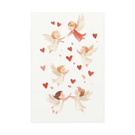 Angels Canvas Art – Whimsical Heavenly Scene with Cherubic Angels, Matte Stretched Canvas