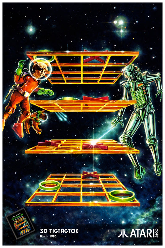 ATARI 2600 - 3D TIC TAC TOE POSTER - RETRO GAMING SCI-FI ART PRINT (1980)