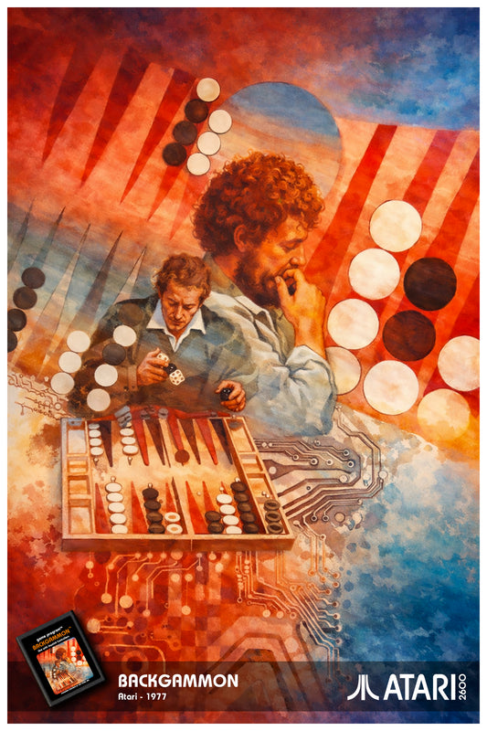 ATARI 2600 - BACKGAMMON POSTER - VINTAGE STRATEGY GAME ART PRINT (1977)