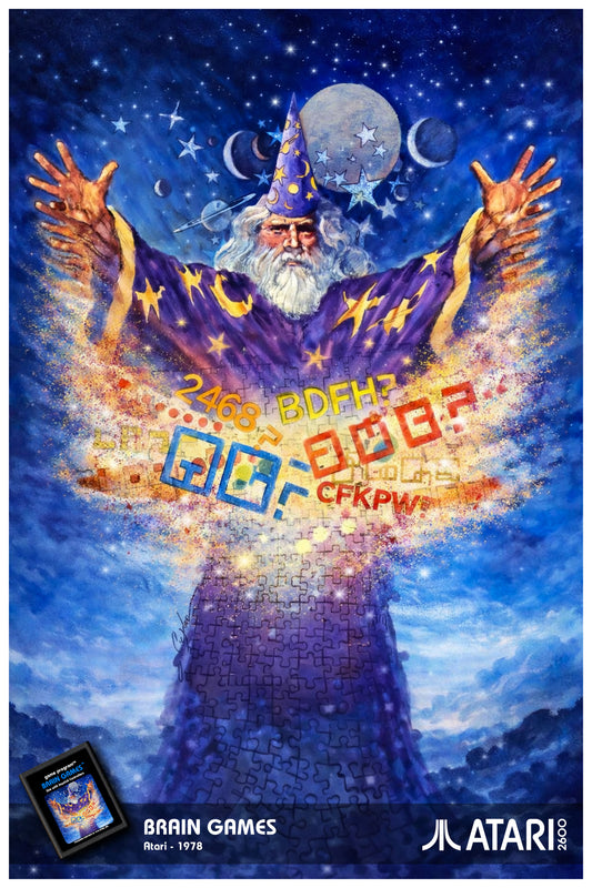 ATARI 2600 - BRAIN GAMES POSTER - VINTAGE WIZARD ART RETRO STYLE (1978)