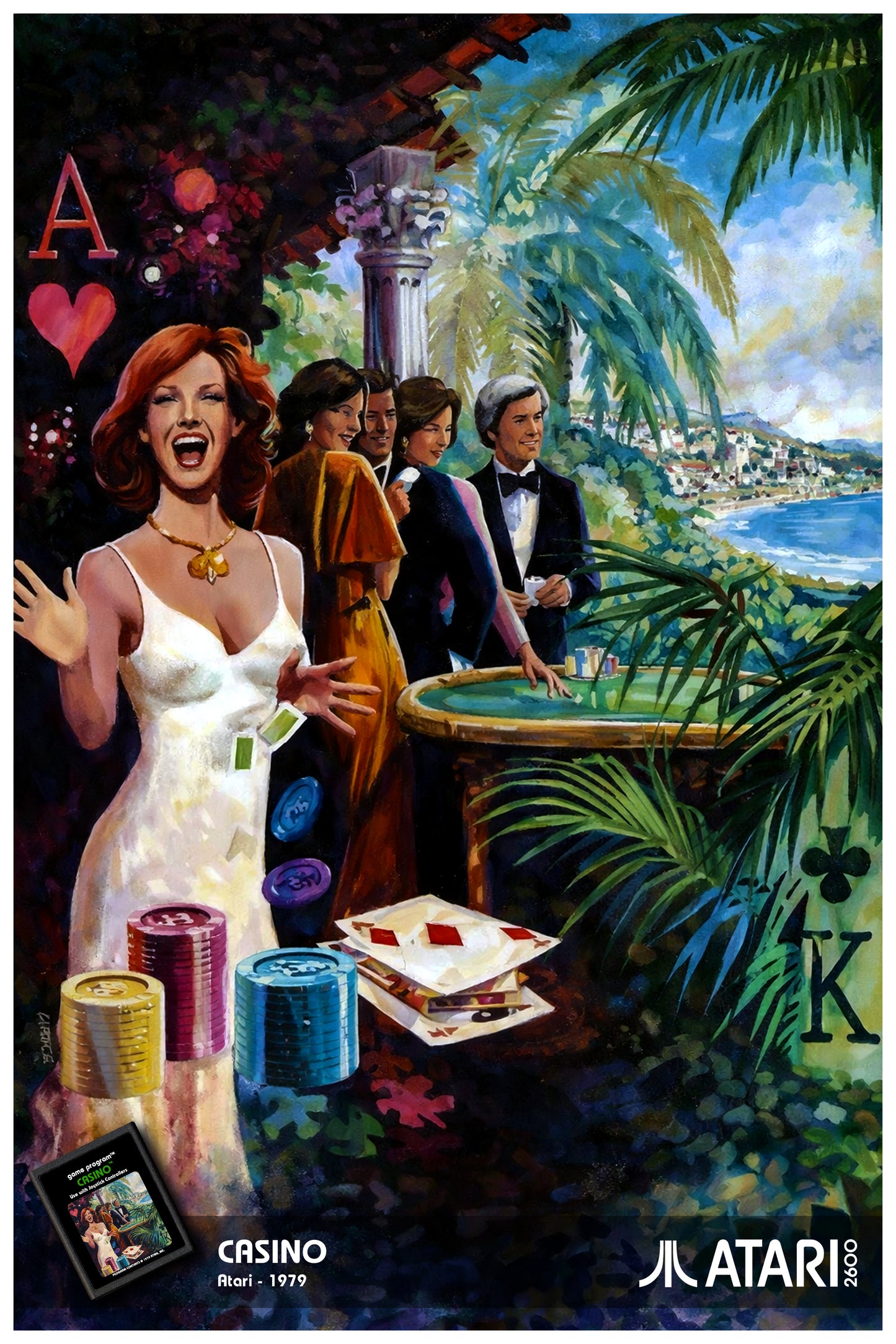 ATARI 2600 - CASINO POSTER - VINTAGE HIGH ROLLER ART PRINT (1979)