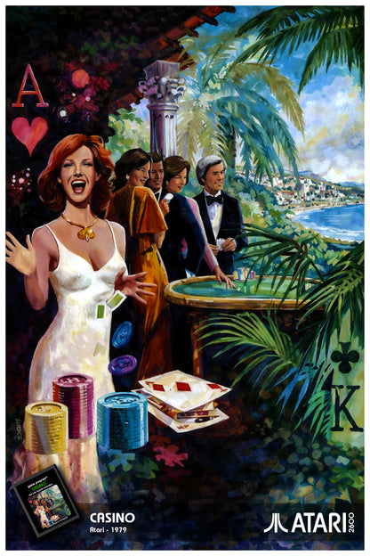 ATARI 2600 - CASINO POSTER - VINTAGE HIGH ROLLER ART PRINT (1979)