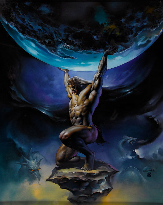 Boris Vallejo - Atlas Poster - Fantasy Mythology Wall Art - Heroic Titan Illustration (1988)