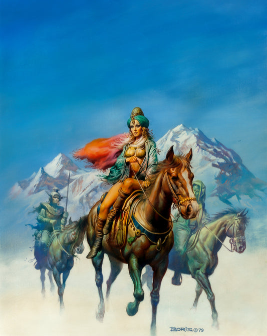 Boris Vallejo - King's Daughter Poster - Fantasy Warrior Princess on Horseback (1979)