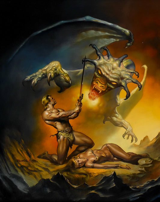Boris Vallejo - Serbian Myth Poster - Hero vs Monster Fantasy Art (1989)