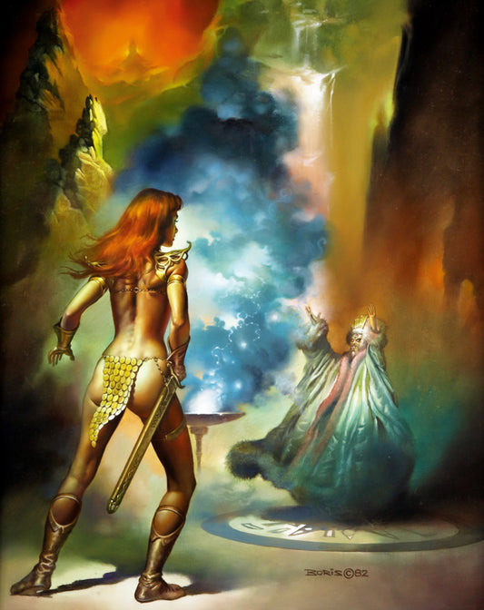 Boris Vallejo - Star of Doom Poster - Warrior Woman vs Wizard Fantasy Art (1983)