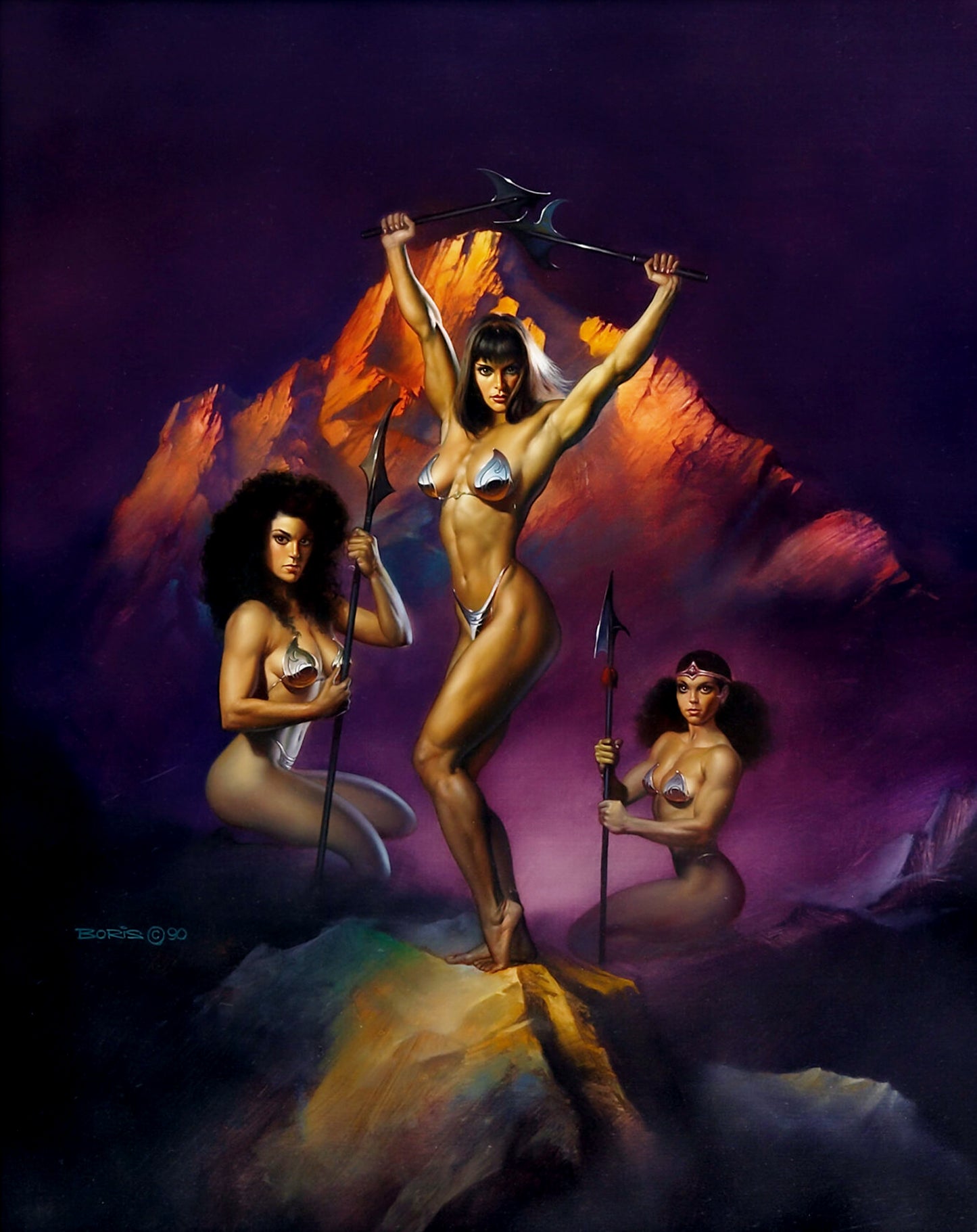 Boris Vallejo - The Lasas - Warrior Women Fantasy Poster - 1990 Amazonian Art Reproduction - Boris Vallejo
