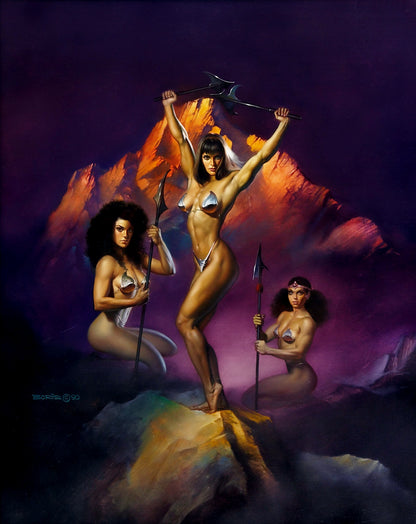 Boris Vallejo - The Lasas - Warrior Women Fantasy Poster - 1990 Amazonian Art Reproduction - Boris Vallejo
