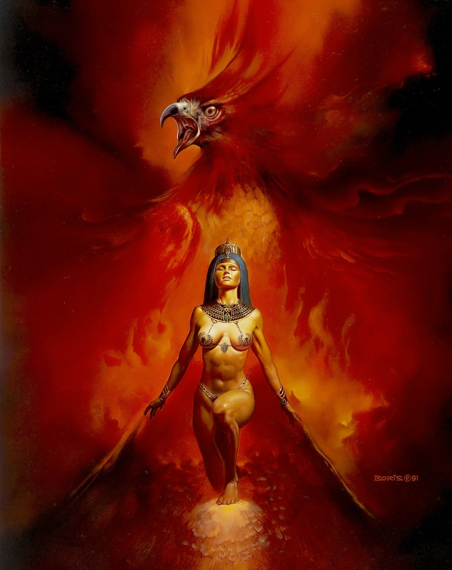Boris Vallejo - The Phoenix - Mythic Fantasy Poster - 1991 Fire Goddess Rebirth Reproduction - Boris Vallejo  B