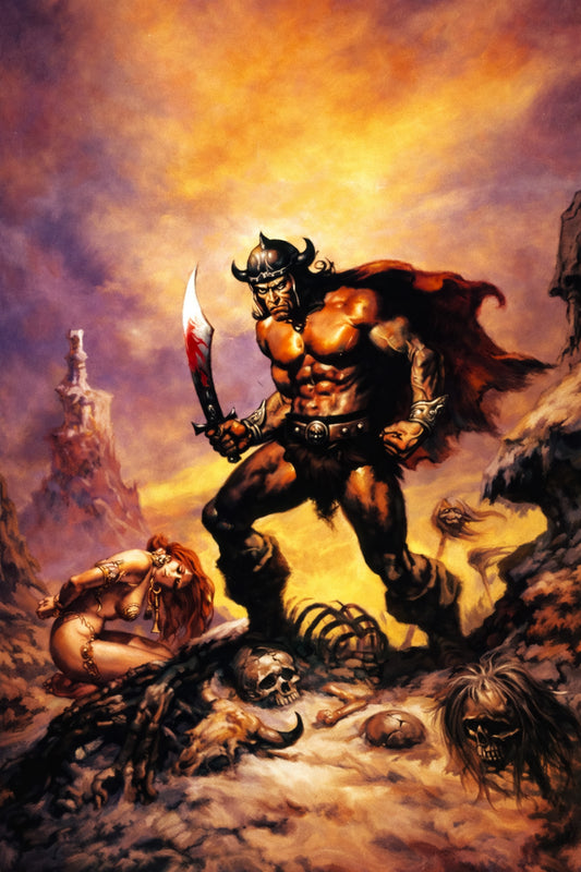 Conan Rescue (1979) – Barbarian Fantasy Battle Art Poster – Boris Vallejo