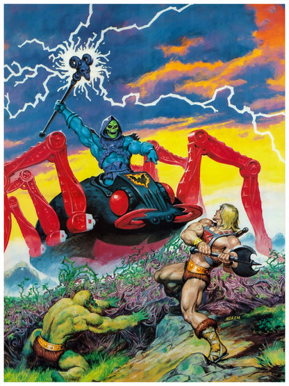 EARL NOREM POSTER - HE-MAN IN DANGER - SKELETOR SPIDERMOBILE BATTLE ART PRINT