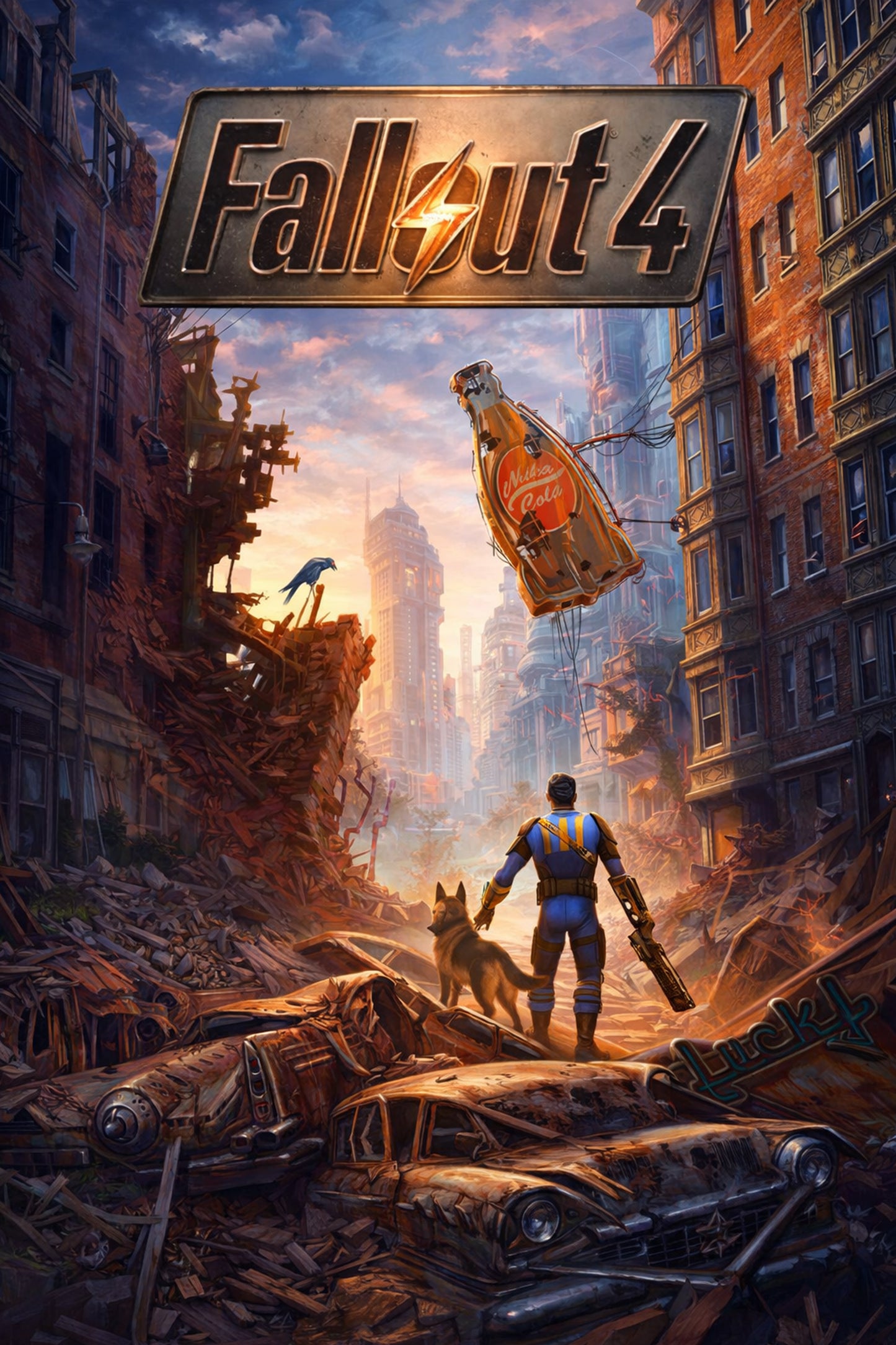 Fallout 4 Boston Wasteland Poster, Vault Dweller Post Apocalyptic Game Art
