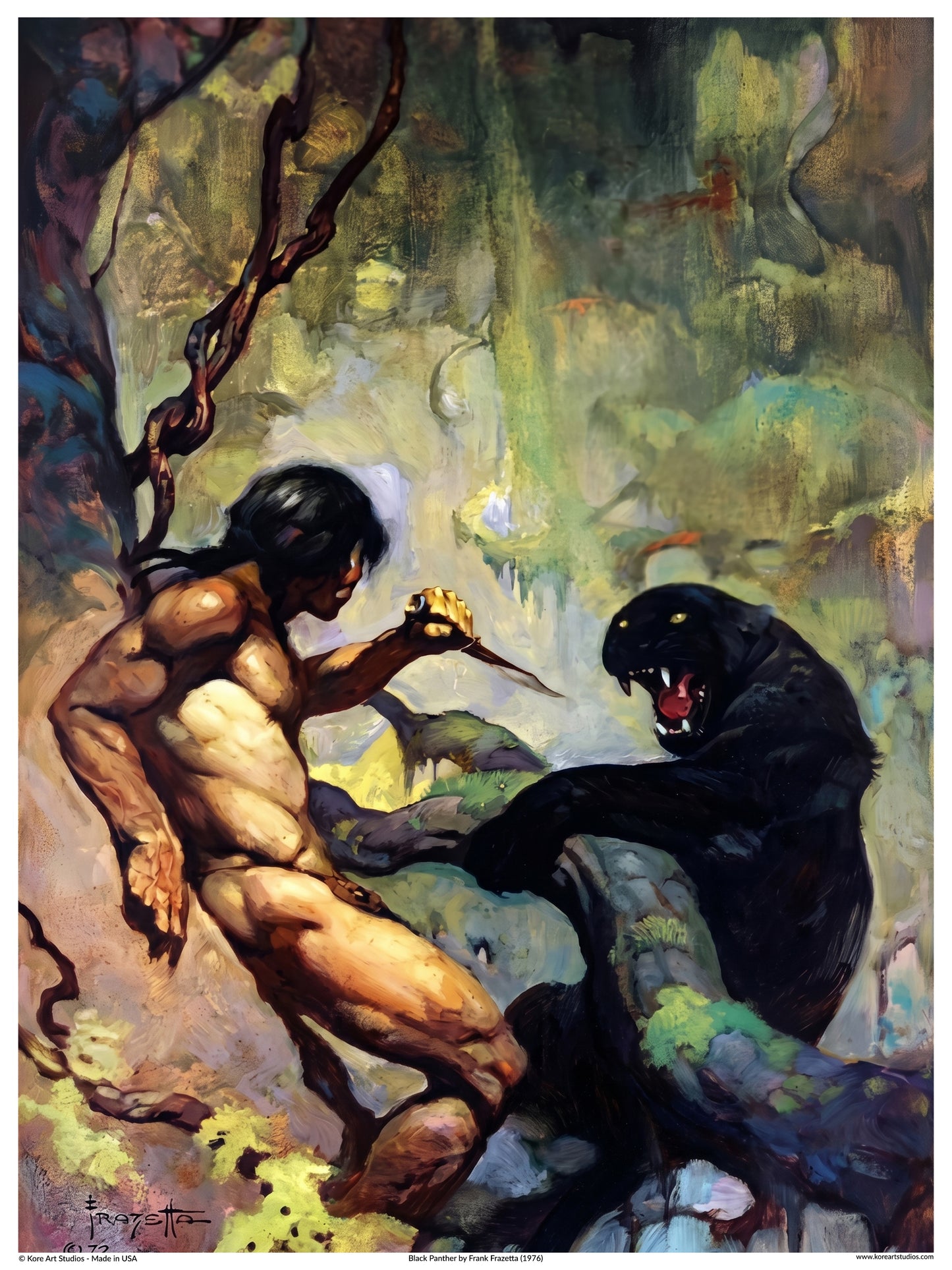 Black Panther - Fantasy Wildlife Art Print by Frank Frazetta (1976)