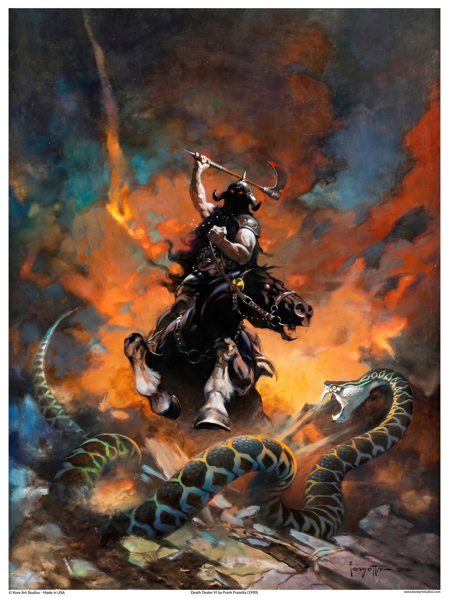 Death Dealer VI - Death Dealer and Serpent by Frank Frazetta (1990)