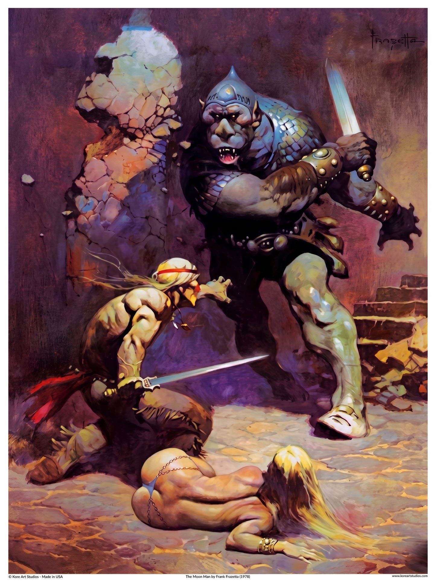 The Moon Man - Moon Man and Giant Ape by Frank Frazetta (1978)