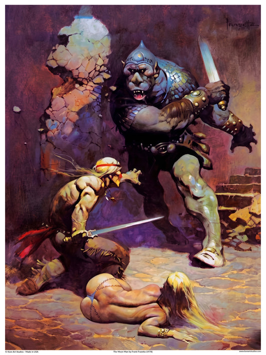 The Moon Man - Moon Man and Giant Ape by Frank Frazetta (1978)