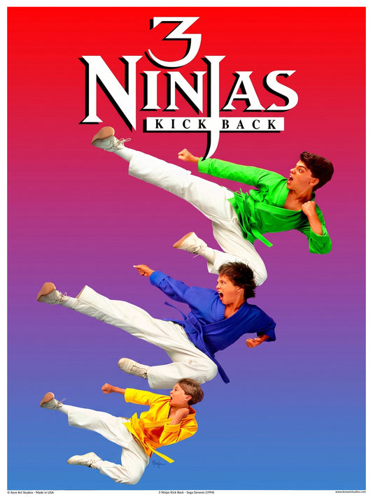 3 Ninjas Kick Back - Sega Genesis Video Game Cover Art by Mike Manley (1994)