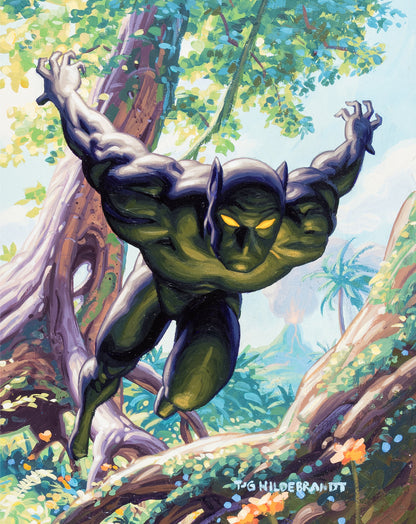 Greg & Tim Hildebrandt - Black Panther Poster - Marvel Masterpieces Card #8 - Jungle Action Hero Art