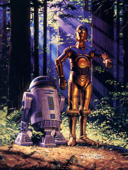 Greg & Tim Hildebrandt - C-3PO And R2-D2 Poster - Star Wars Fan Art - Forest of Endor Scene