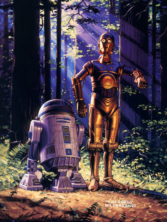 Greg & Tim Hildebrandt - C-3PO And R2-D2 Poster - Star Wars Fan Art - Forest of Endor Scene