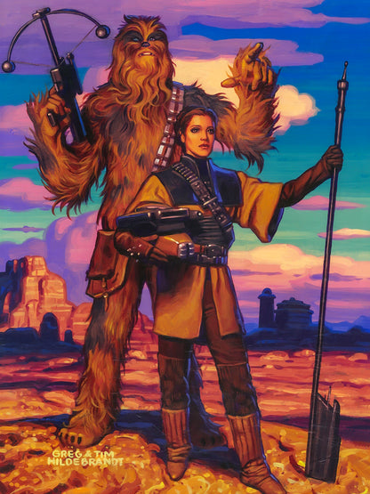 Greg & Tim Hildebrandt - Princess Leia And Chewbacca Poster - Star Wars Fan Art - Desert Resistance Scene