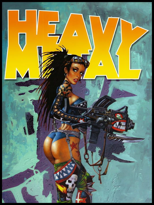 SIMON BISLEY POSTER - HEAVY METAL #261 COVER - PUNK WARRIOR GIRL WITH CHAINSWORD
