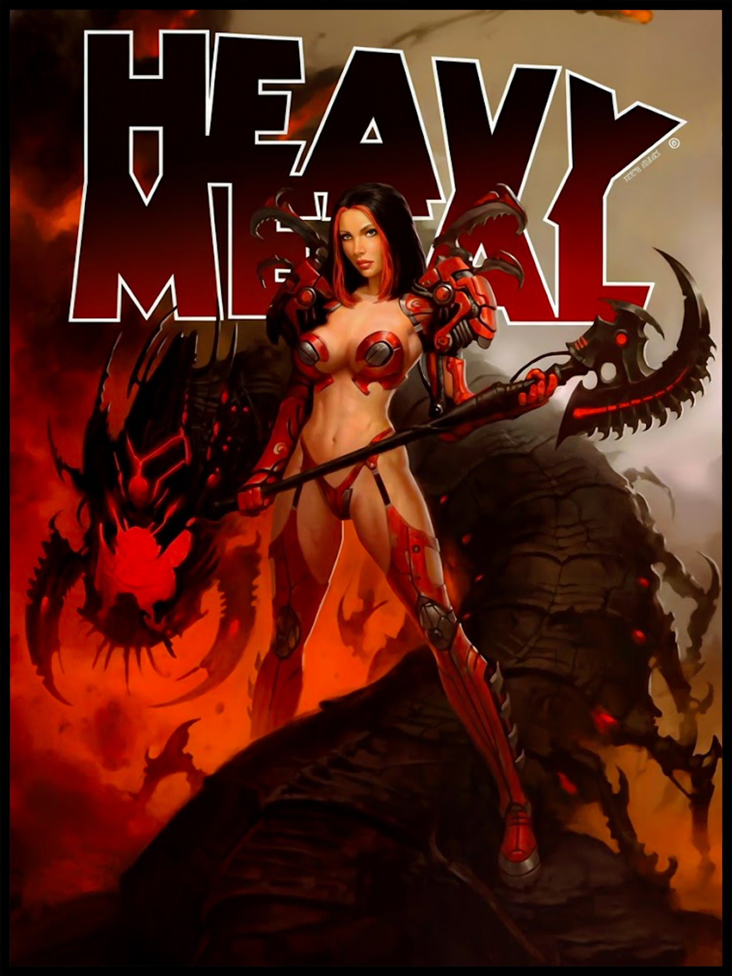 JAMES RYMAN POSTER - HEAVY METAL V33 COVER - DEMONIC CYBER WARRIOR WOMAN ART