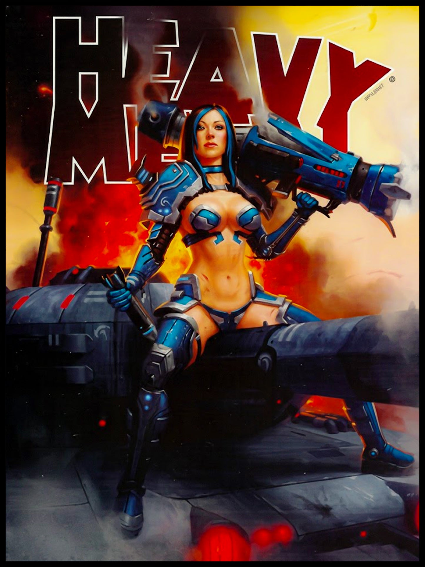 JAMES RYMAN POSTER - HEAVY METAL V35 COVER - FUTURISTIC TANK GIRL WARRIOR ART