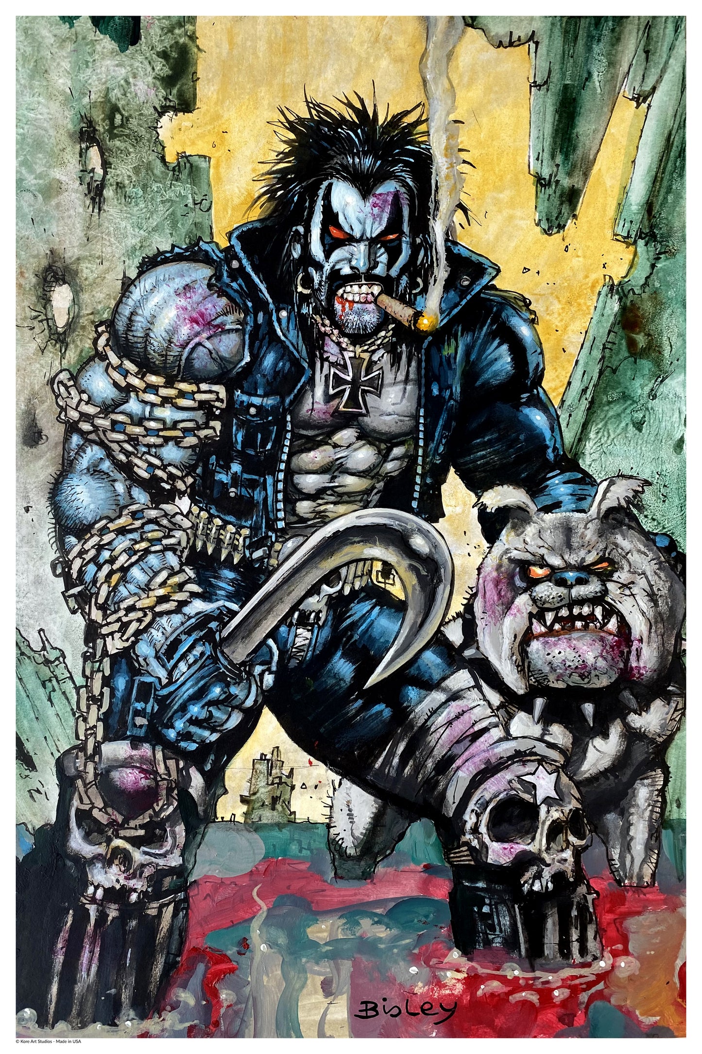 Lobo and Dawg by Simon Bisley Poster, DC Comics Antihero Wall Art