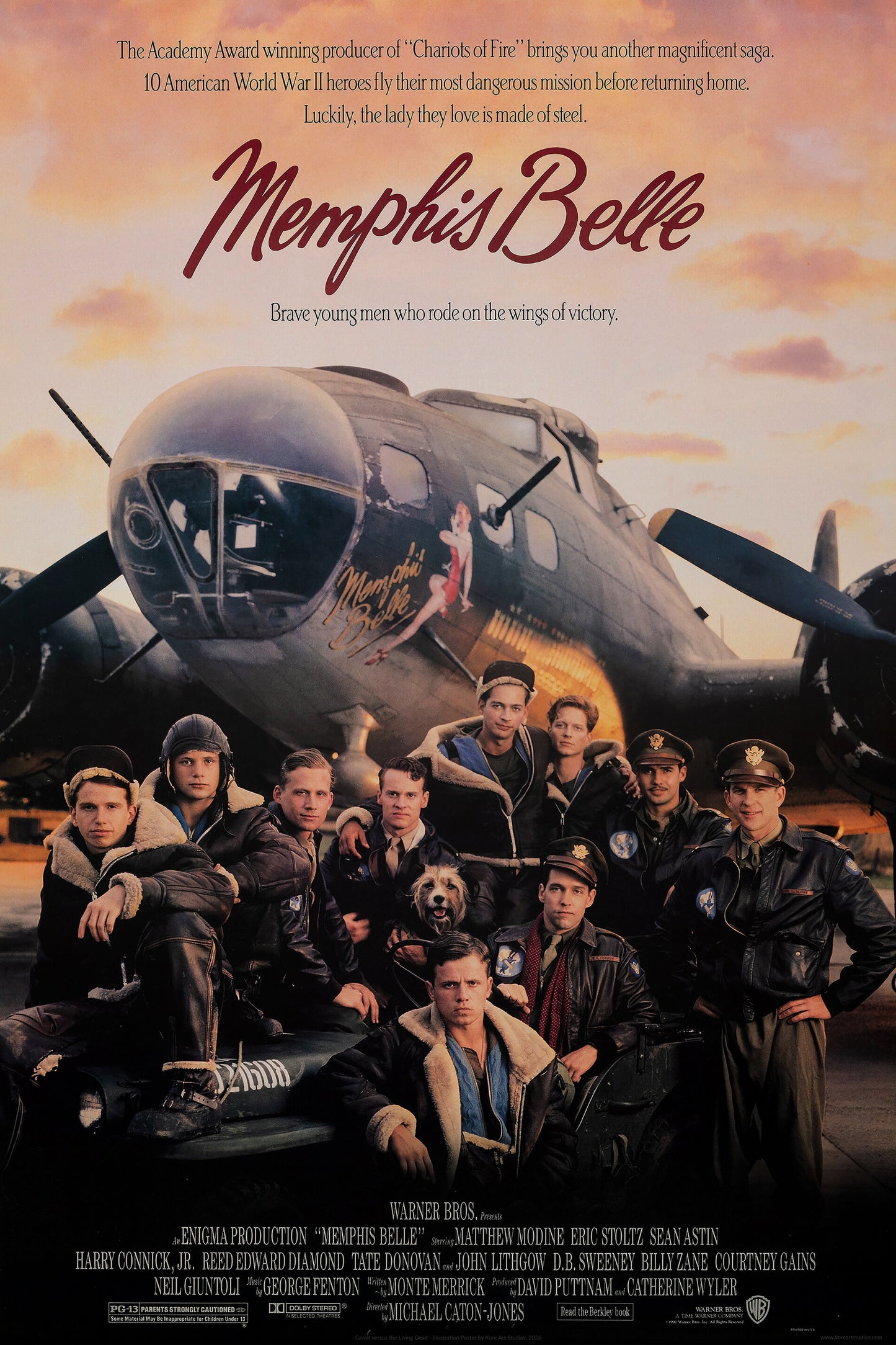 Memphis Belle Poster War Drama Historical Aviation Warner Bros 1990 Matthew Modine