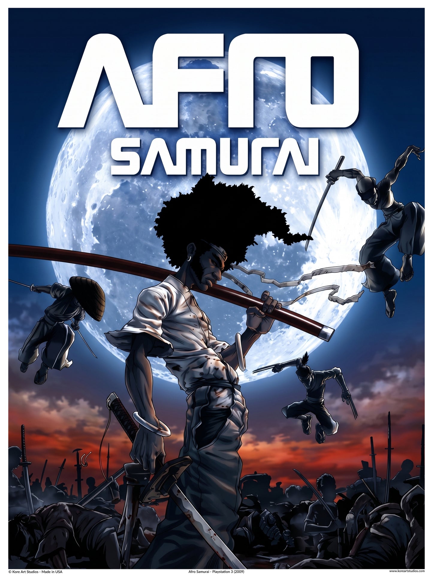 Afro Samurai - Samurai Warrior Battle Scene (PS3 Game Cover Art)