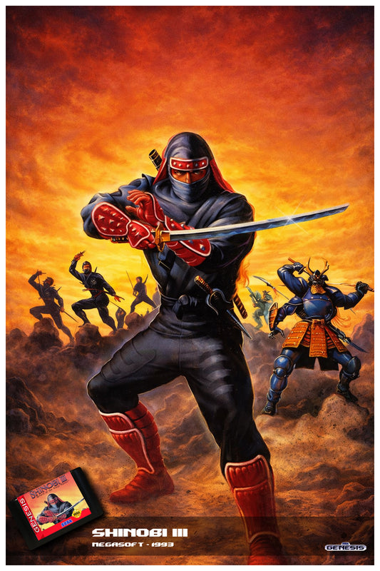 SHINOBI III POSTER - SEGA GENESIS ART PRINT - 1993 RETRO NINJA GAME COVER