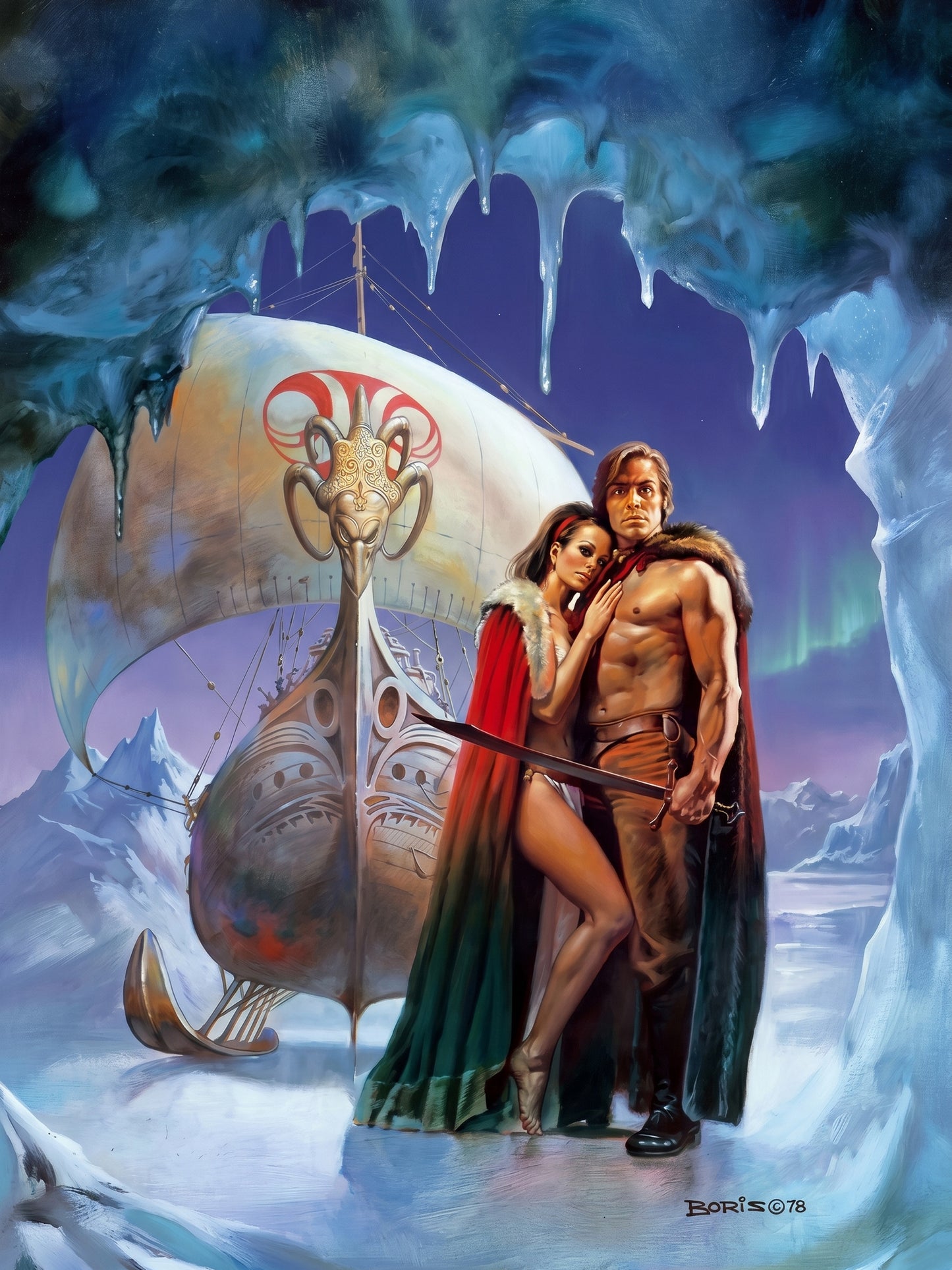 The Ice Schooner by Boris Vallejo Poster, Epic Fantasy Adventure Art Print