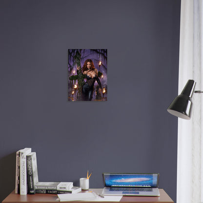 Fantasy Art Poster – Sorceress Witch with Torches and Ivy, Mystical Wall Art 3
