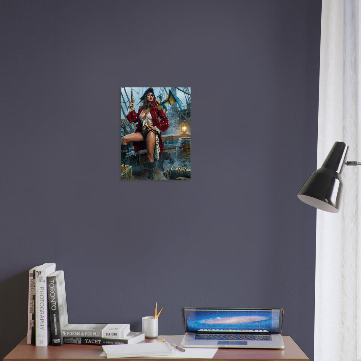 Fantasy Art Poster – Pirate Captain and Dragon, Seafaring Adventure Wall Art 3