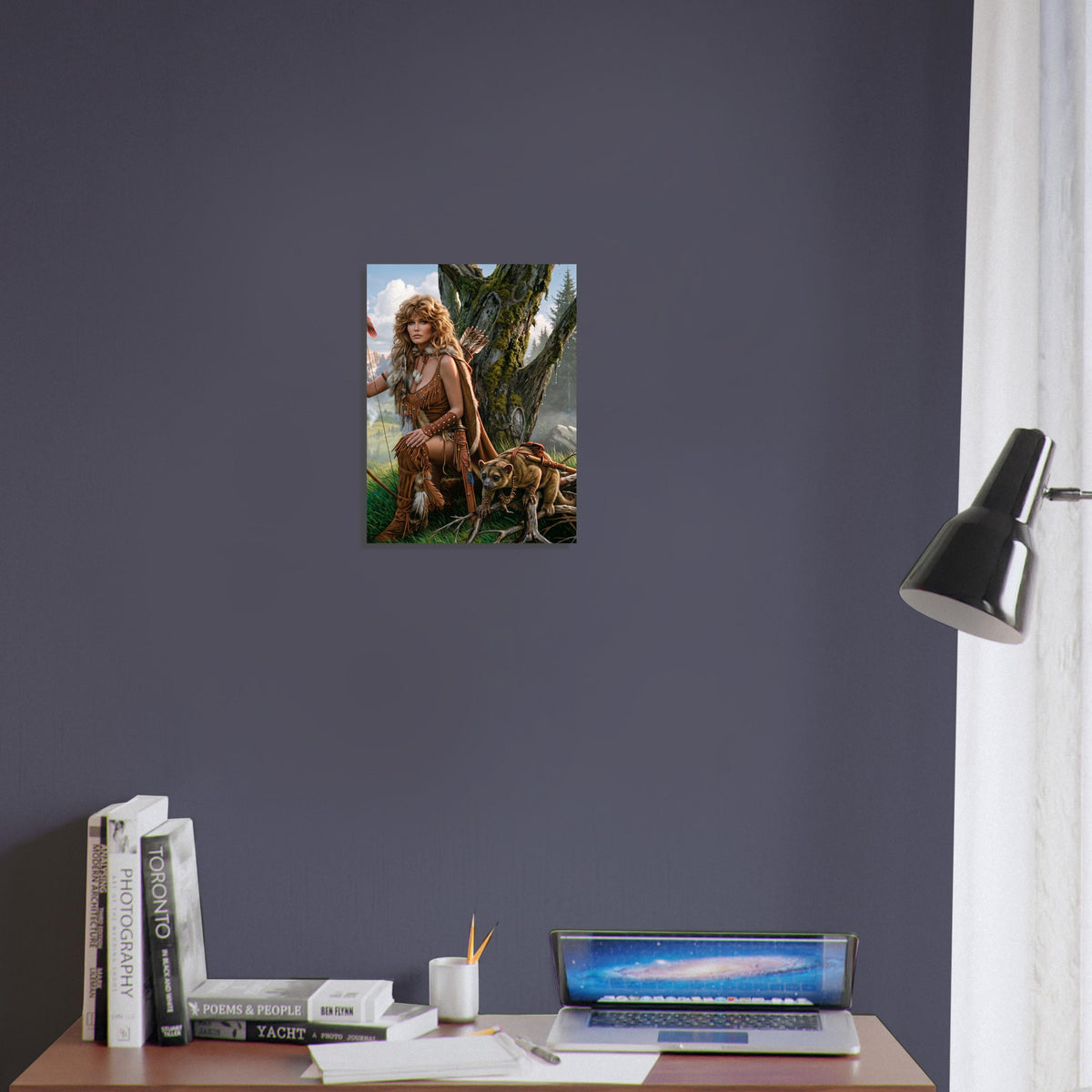 Fantasy Art Poster – Archer Warrior Woman with Companion Animal Wall Art 3