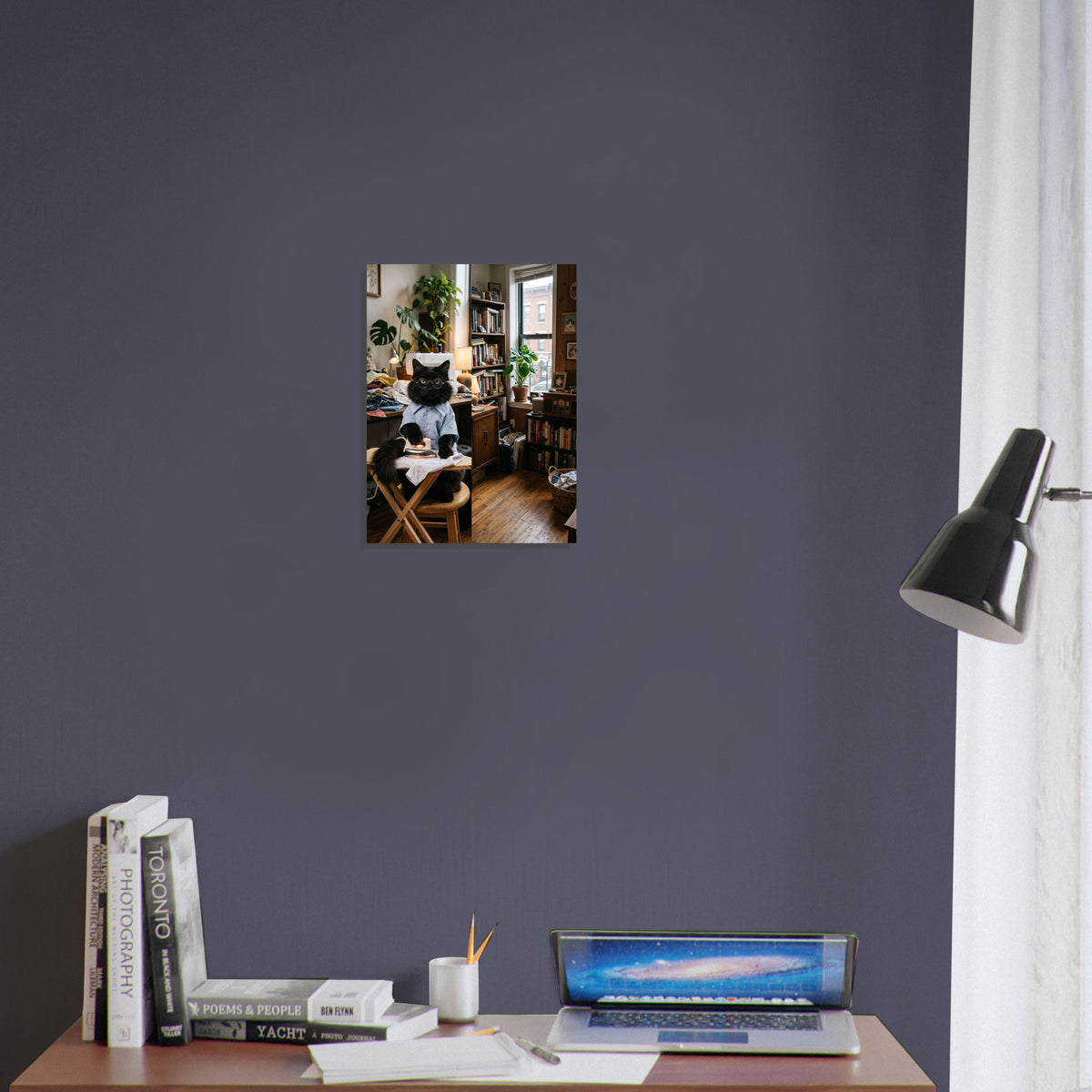 Black Cat with Glasses Poster – Scholarly Intellectual Cat, Library Wall Art 3