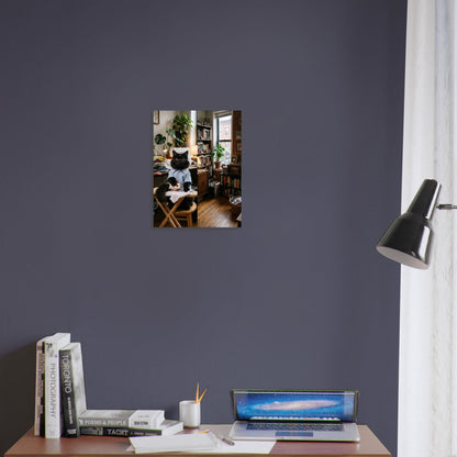 Black Cat with Glasses Poster – Scholarly Intellectual Cat, Library Wall Art 3