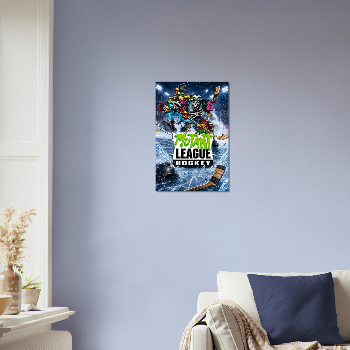 Mutant League Hockey Poster – Skeleton Warrior Ice Sport Art Wall Art Decor 3