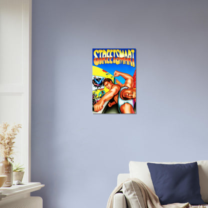 Street Smart Retro Arcade Action Poster – Muscular Hero Game Cover 3