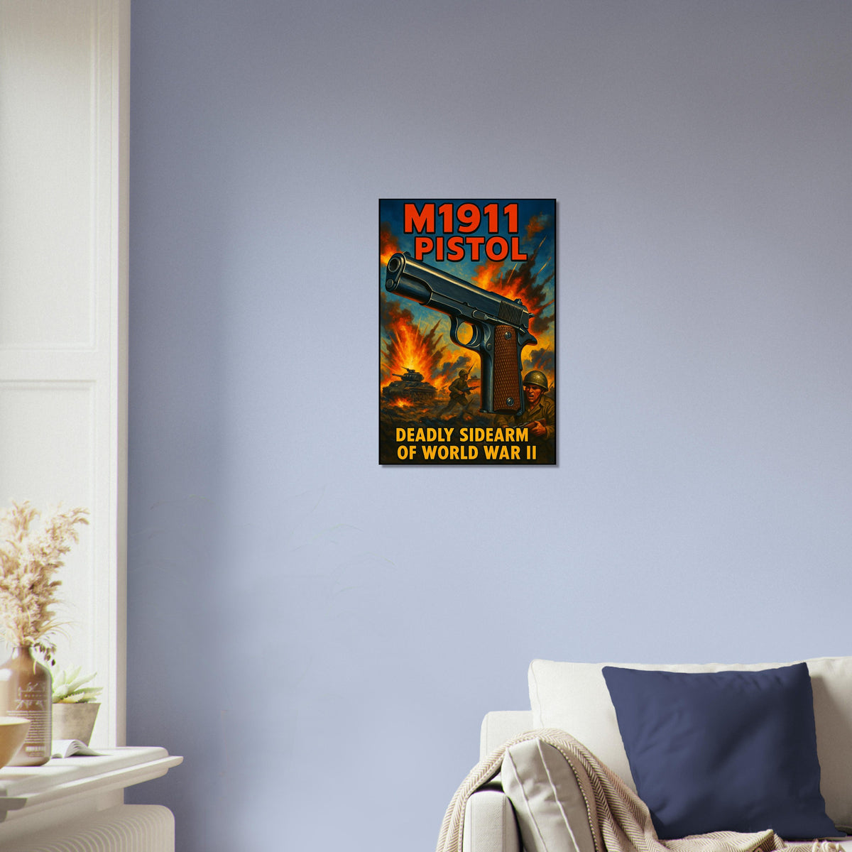 M1911 PISTOL POSTER - VINTAGE WWII MILITARY SIDEARM PROPAGANDA WAR ART 3