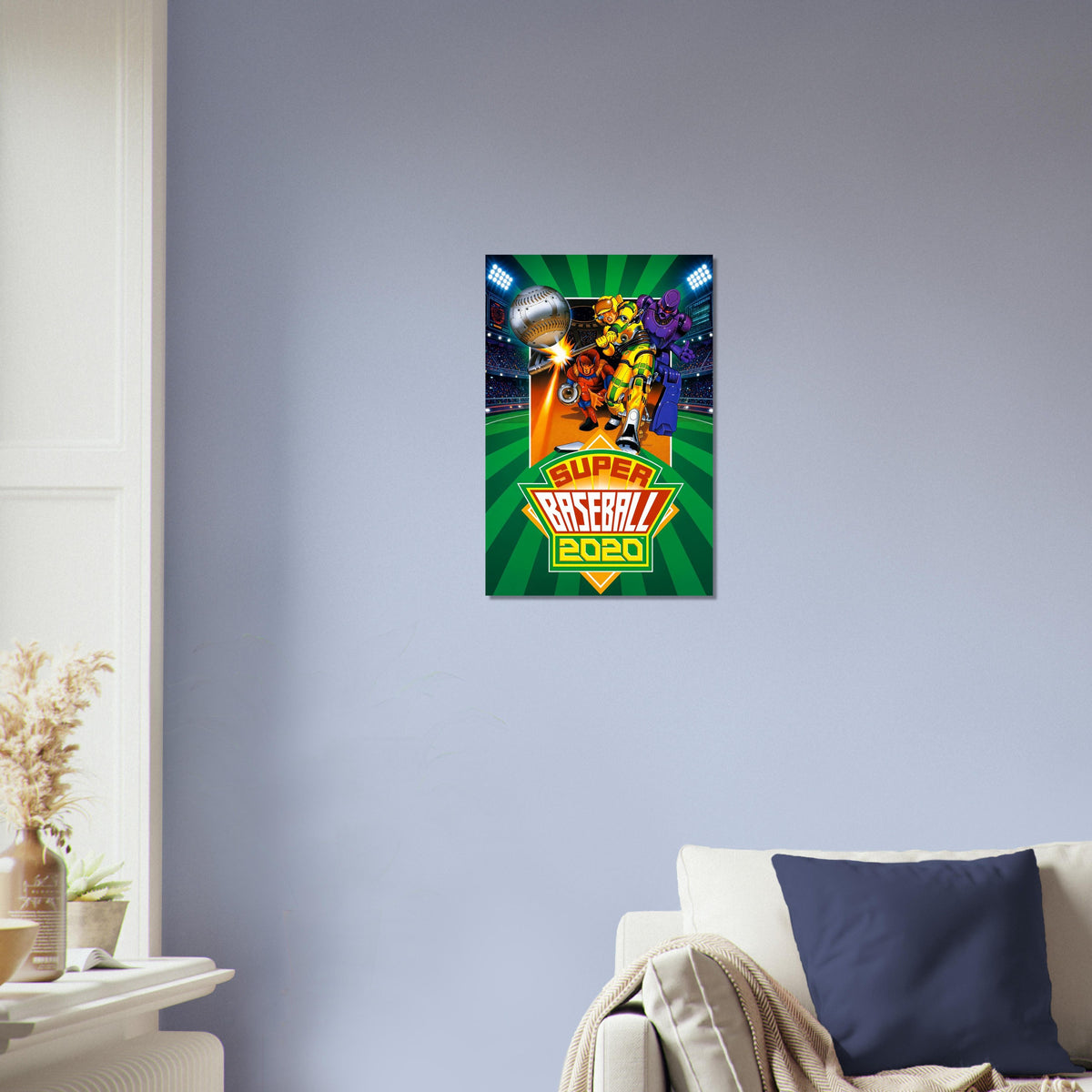 Super Baseball 2020 Poster – Retro Robot Sports Game Art Wall Art Decor 3