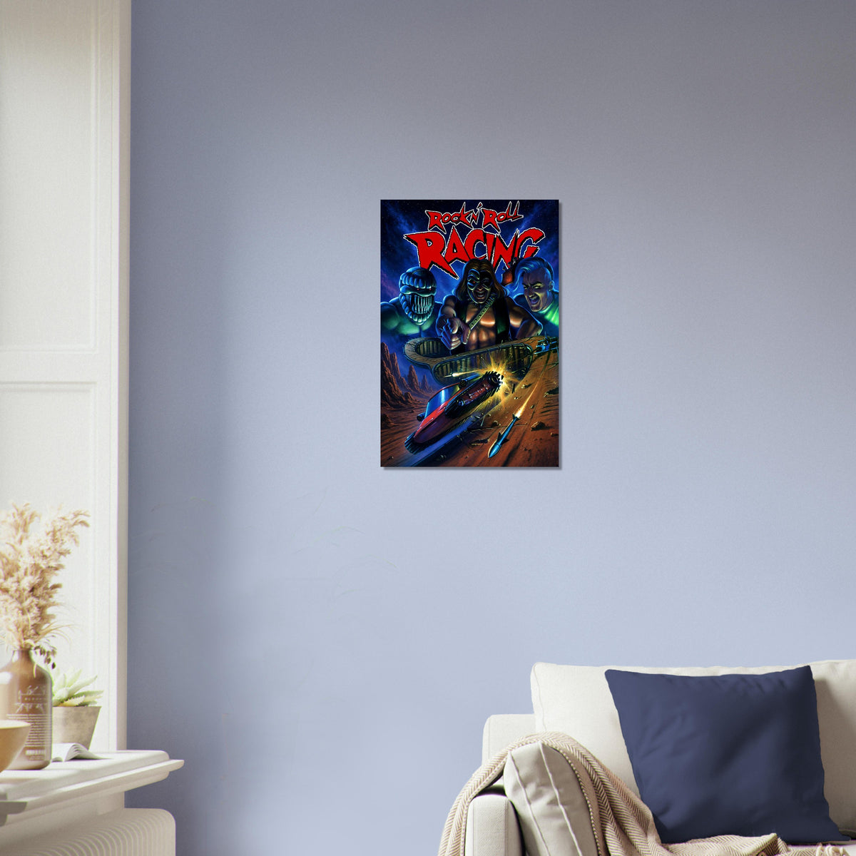 Rock N Roll Racing Poster – Neon Demons Desert Speed Game Art Wall Art Decor 3