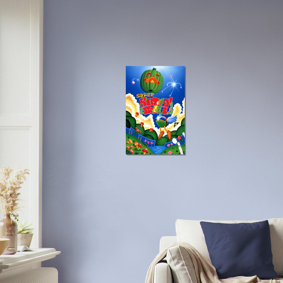 Super Pumpkin Panic Poster – Retro Video Game Fantasy Art Wall Art Decor 3