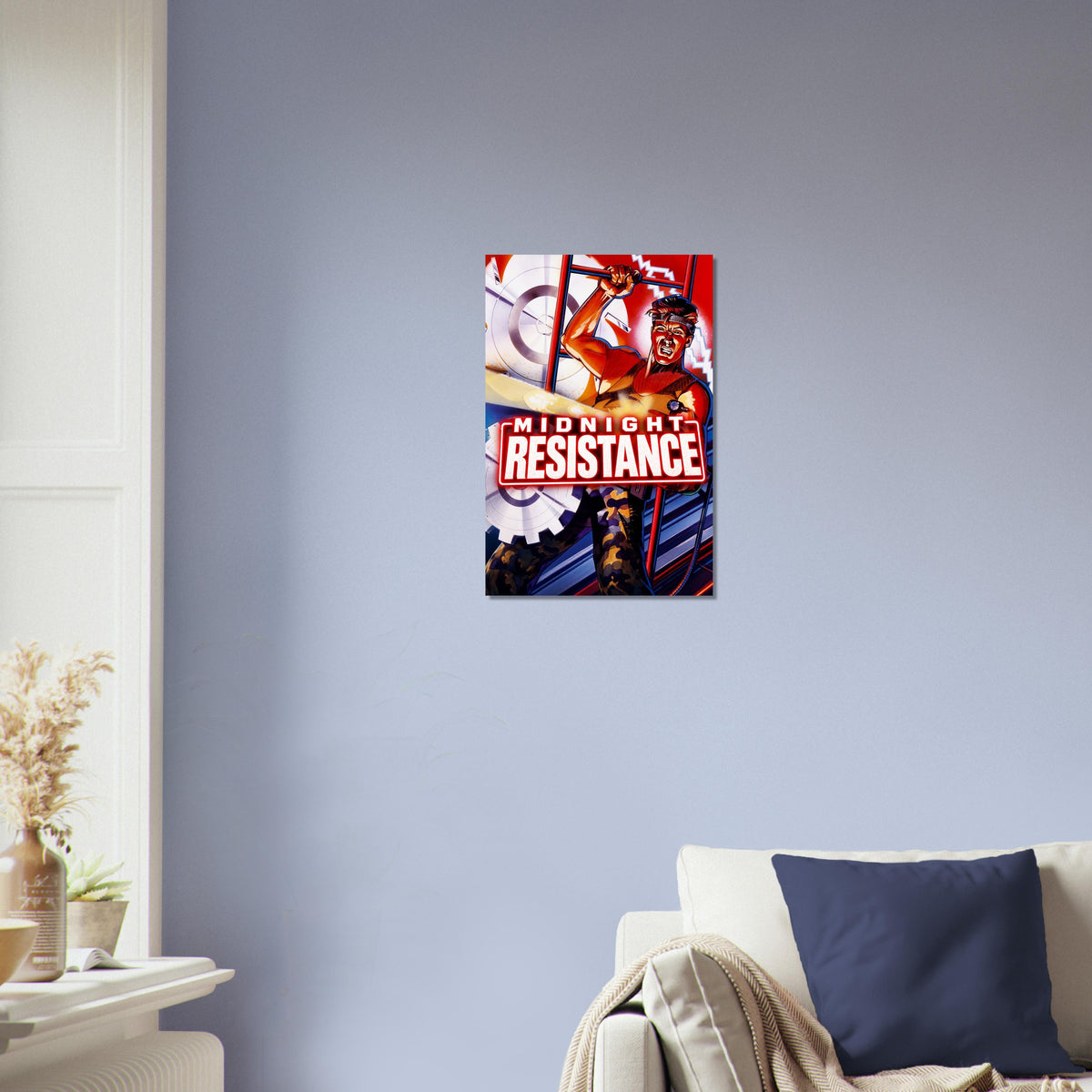 Midnight Resistance Poster – Red Rebel Fighter Retro Game Art Wall Art Decor 3