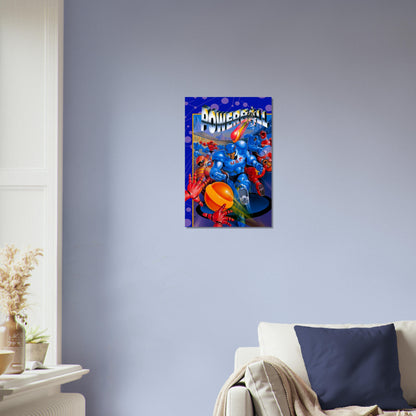 Powerball Video Game Poster – Blue Robot Warrior Action Wall Art Decor 3