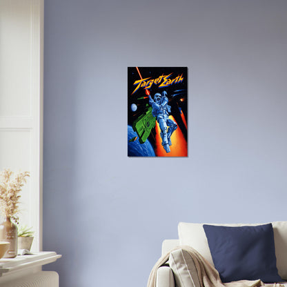 Target Earth Poster – Blue Robot Mech Warrior Sci-Fi Battle Art Wall Art Decor 3