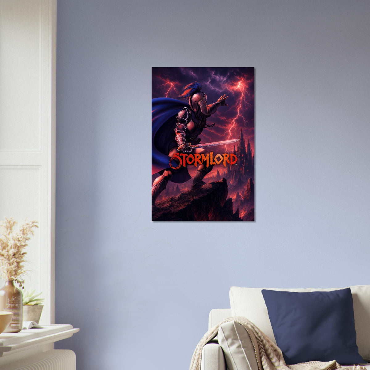Stormlord Fantasy Warrior Poster – Electric Lightning Magic Sword Art 4