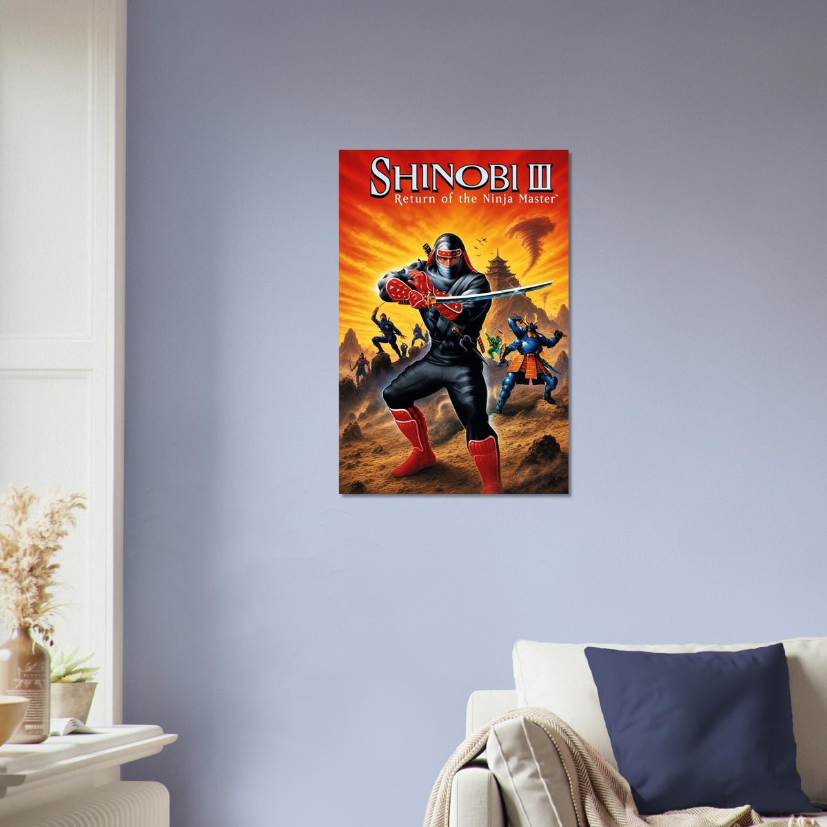 Shinobi III Ninja Master Poster – Red Warrior Action Game Art Wall Art Decor 4