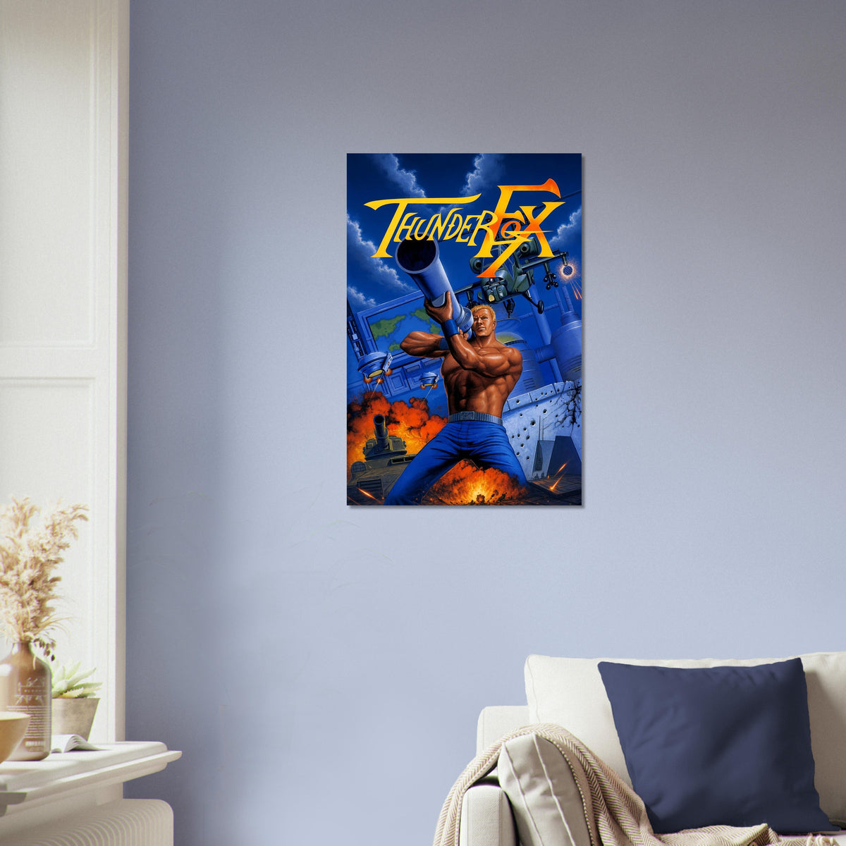 Thunder Fox Arcade Game Poster – Muscular Hero Action 1990 Wall Art Decor 4